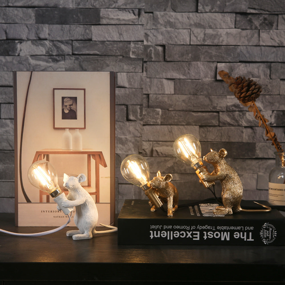 Creative Nordic Resin Mouse Table Lamp Desk LED Lights