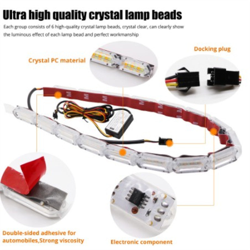 Car LED Crystal Tear-eye Marquee Running Water Light Guide
