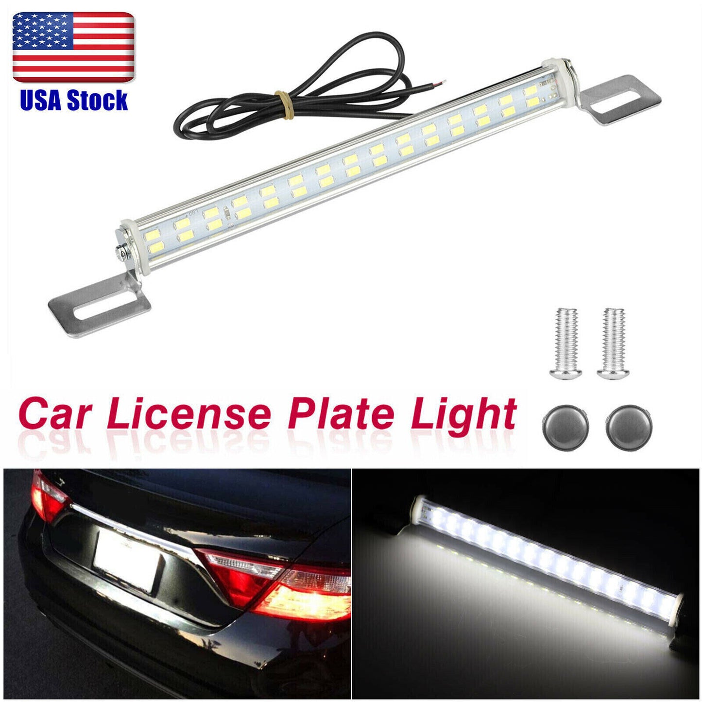 Universal White License Plate LED Back Up Reversing Light For Car SUV Truck RV