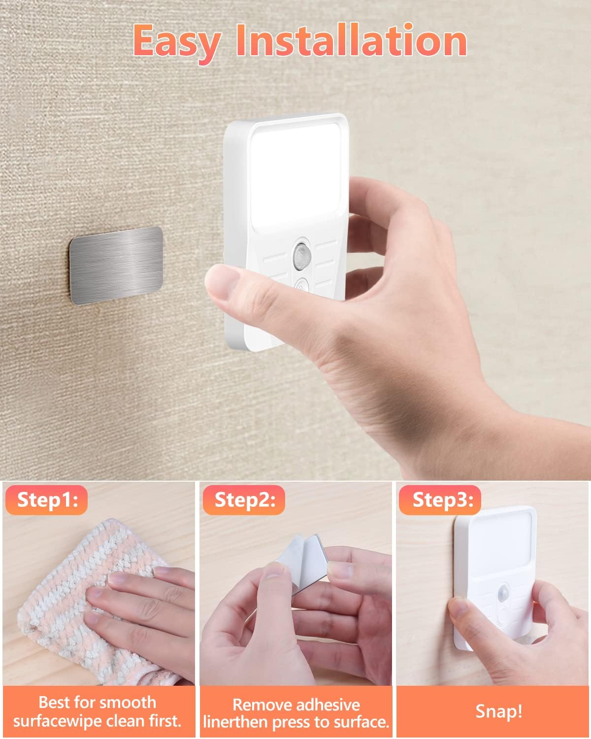LED Night Lights, 3 Color Temperatures Motion Sensor Night Light