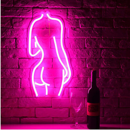 Acrylic Lady LED Neon Sign Lights Wall Hanging Bar Decor