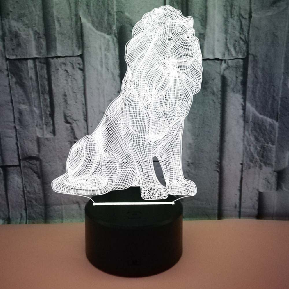 Animal Lion Colorful 3D Lamp Creative Touch