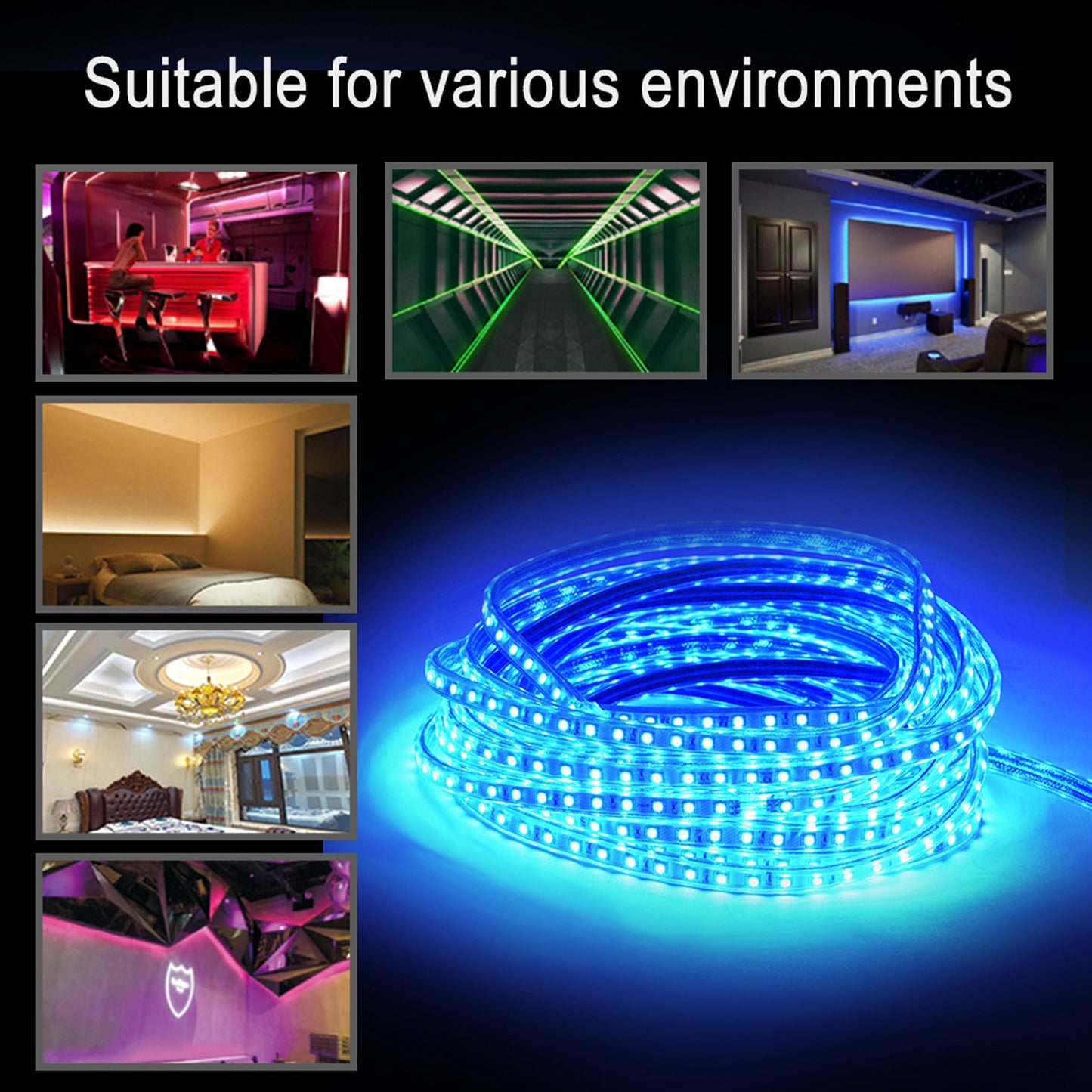 50' LED Rope Light 110V Party Home In/Outdoor Lighting 540 LED Light