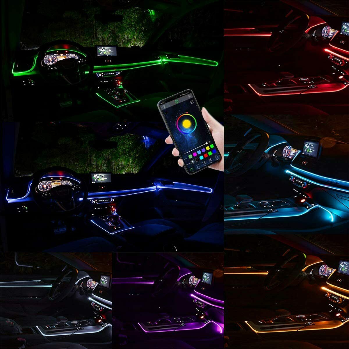 Auto LED RGB Interior Atmosphere Strip Light Decorative Foot Lamp