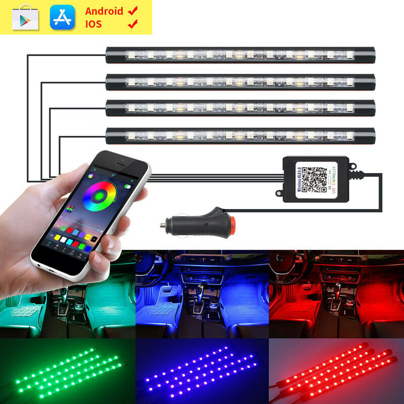 Auto LED RGB Interior Atmosphere Strip Light Decorative Foot Lamp