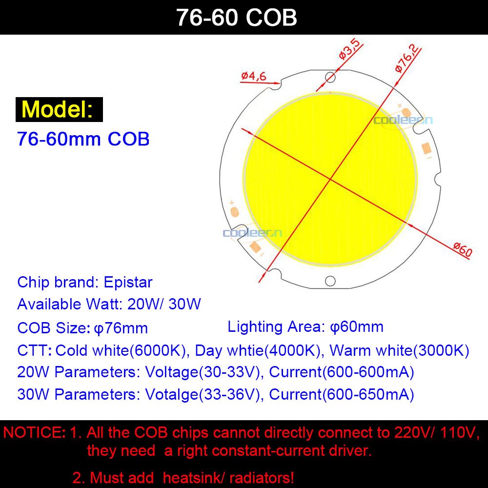 Round COB for LED Spotlight Downlight Flood Lights