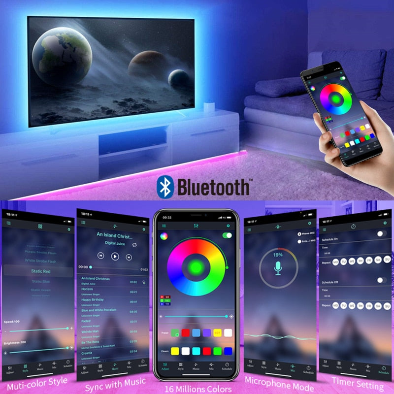 LED Strip Light 5050 RGB Bluetooth Remote Control Flexible