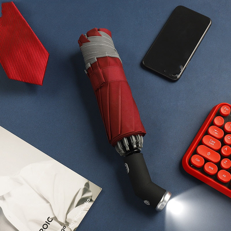 Automatic Umbrella With LED Flashlight Reflective