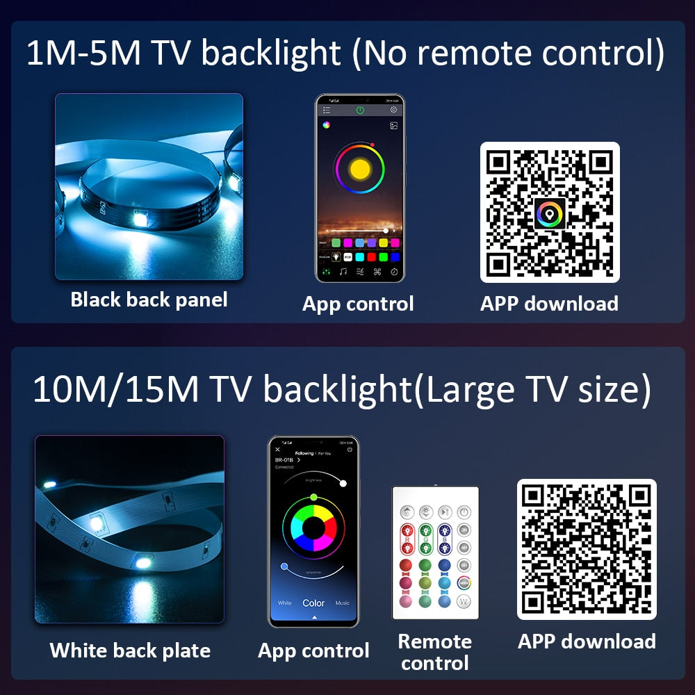 LED Strip Lights Bluetooth APP Control Colorful Led Tape For TV