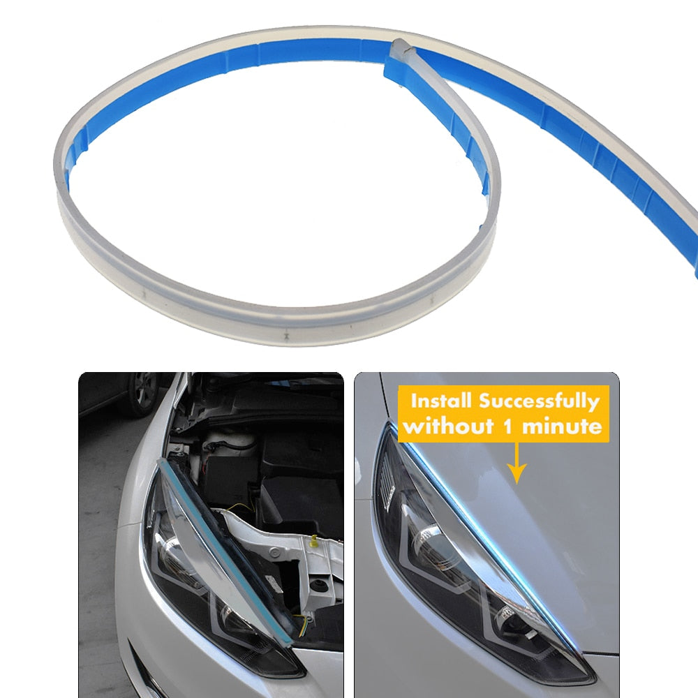 2pieces/lot LED DRL Car Daytime Running Light Flexible Waterproof Strip Auto