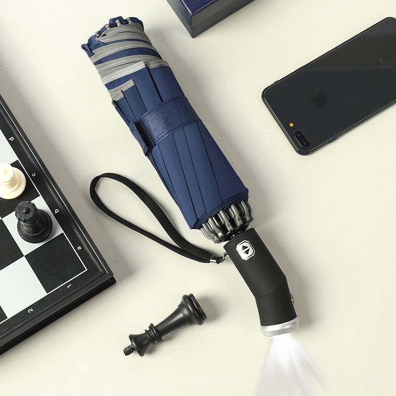 Automatic Umbrella With LED Flashlight Reflective