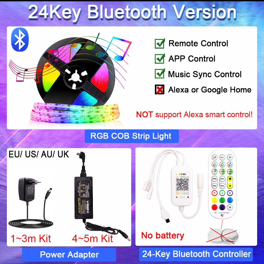 Wifi RGB COB LED Strip Light Kit