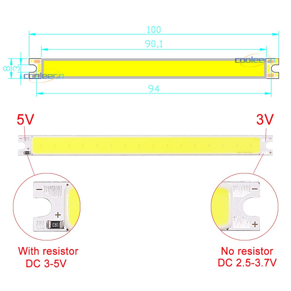 COB LED Light Chip 2W Warm Cool White Color