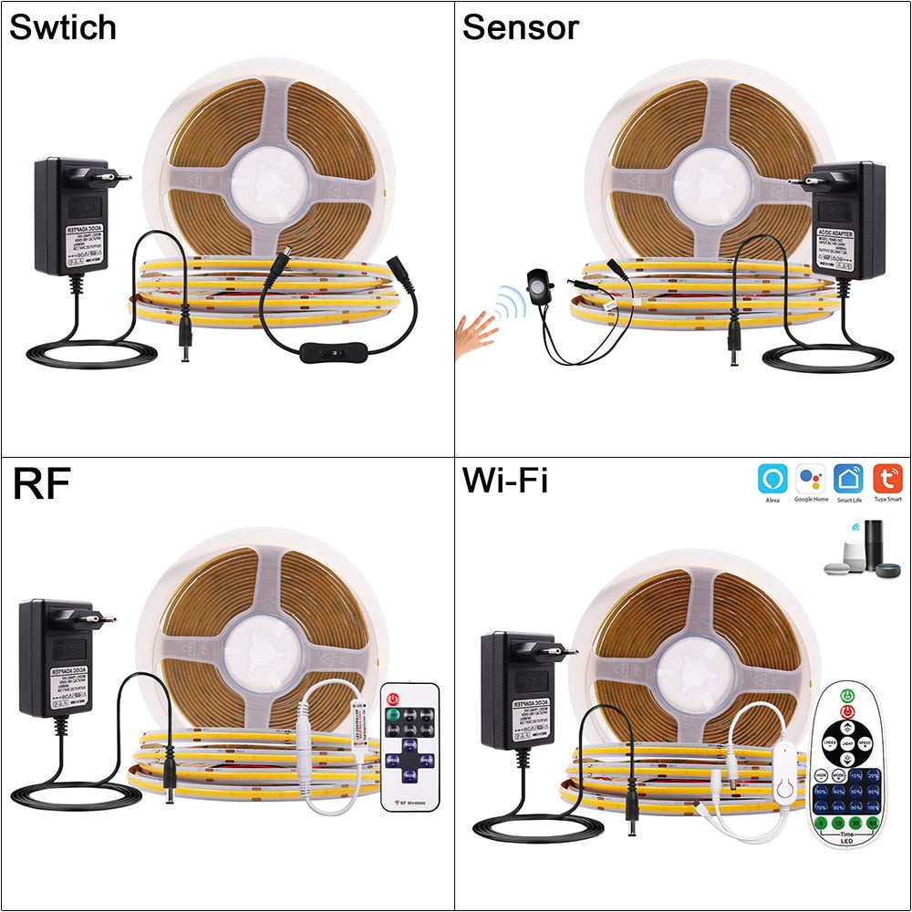 FOB COB LED Strip Light Kit with Power Supply