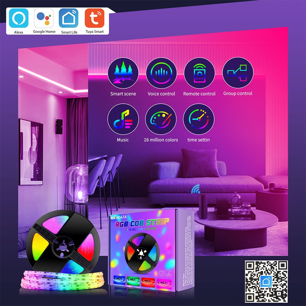 Wifi RGB COB LED Strip Light Kit