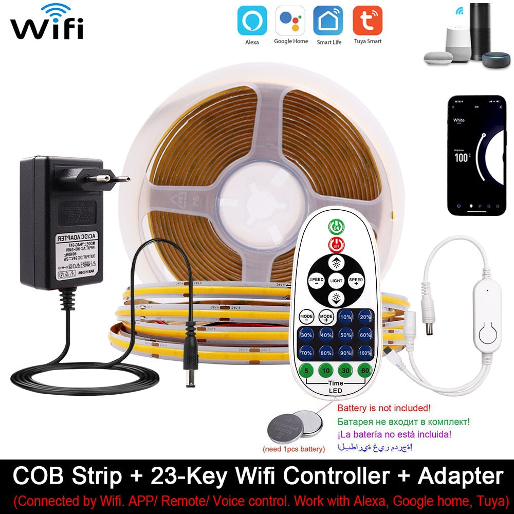 FOB COB LED Strip Light Kit with Power Supply