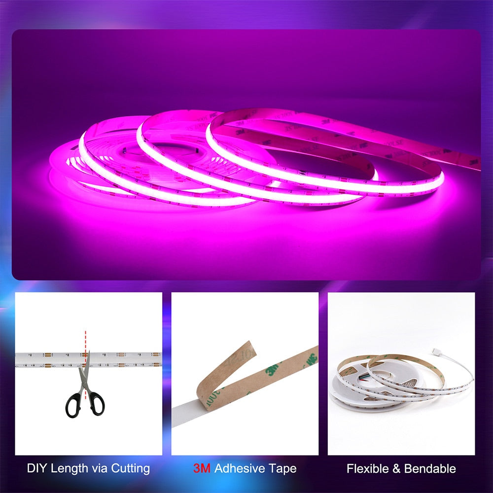 Wifi RGB COB LED Strip Light Kit