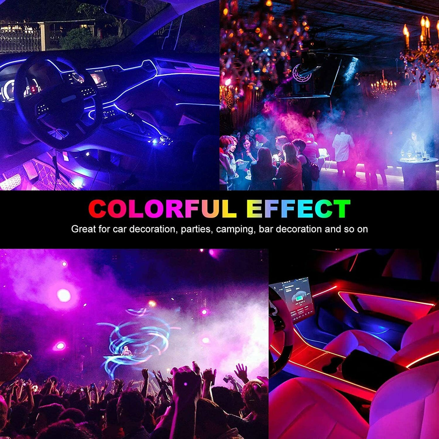 Auto LED RGB Interior Atmosphere Strip Light Decorative Foot Lamp
