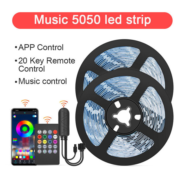 LED Strip Light Sync Color Changing Sensitive Built-in Mic