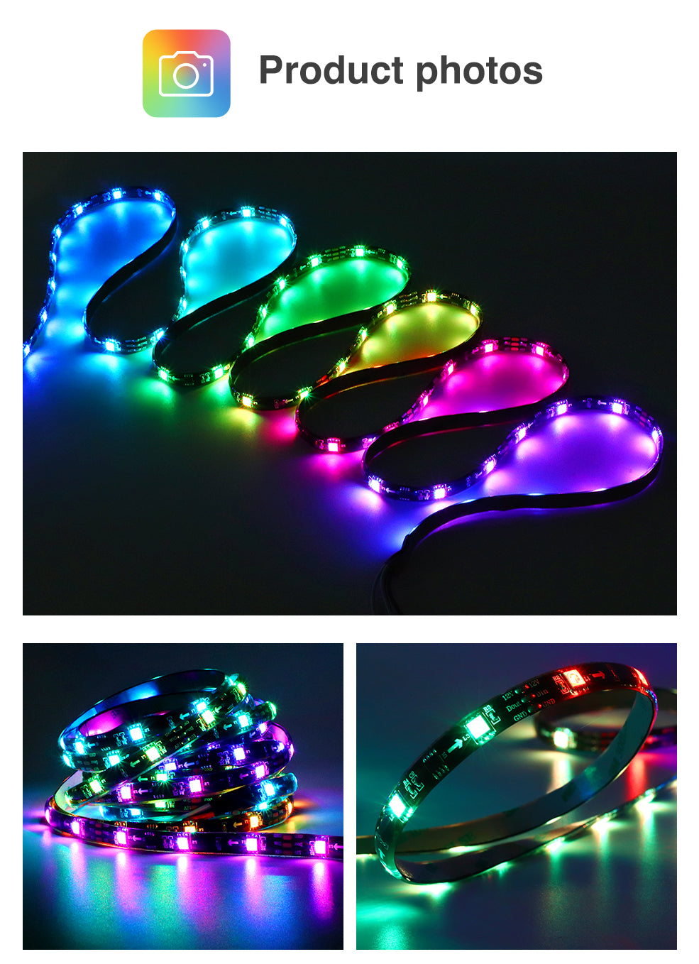 Wifi Addressable Smart Pixel Led Strip Light Kit Wifi Voice Control for Alexa
