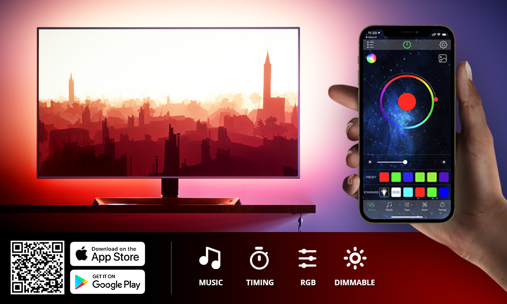 LED Strip Light,Bluetooth APP Control, Backlight for TV USB Bluetooth