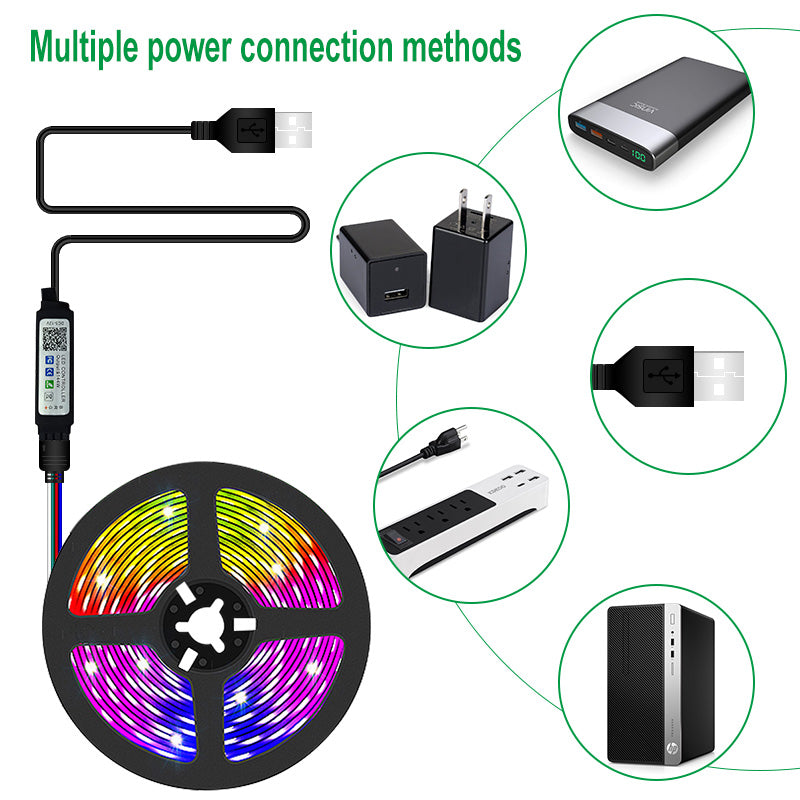 LED Strip Light USB Bluetooth Flexible LED Lamp Tape Ribbon TV Desktop Screen