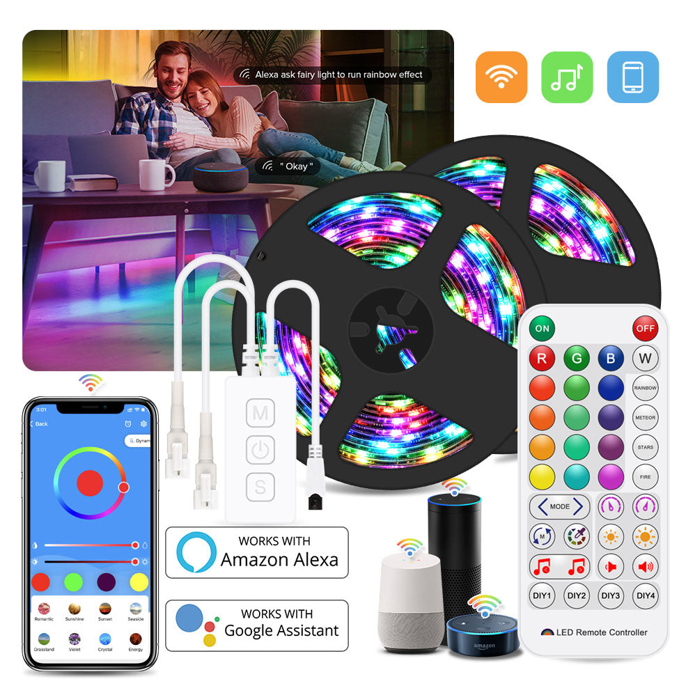 Wifi Addressable Smart Pixel Led Strip Light Kit Wifi Voice Control for Alexa