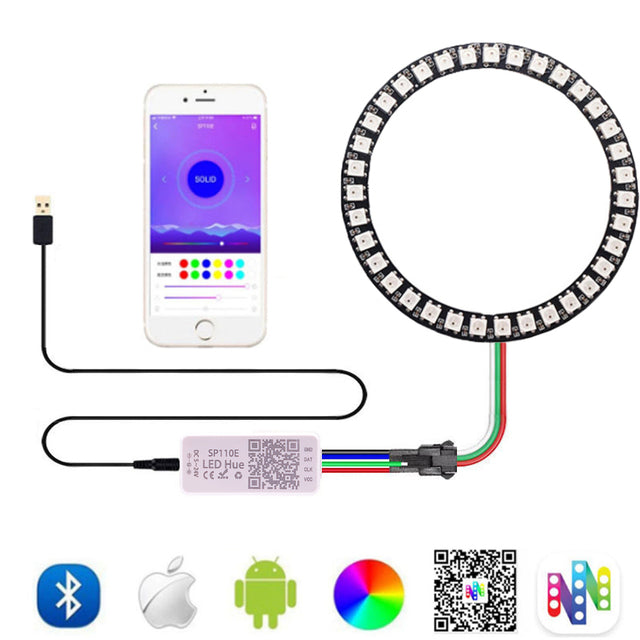 Led Pixel Ring Individul AddressabIe Ring RGB IC BuiIt-in Led ModuIe