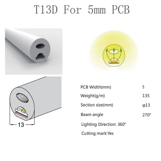LED Neon Rope Tube Silica Gel Flexible Strip Light Soft Lamp Tube