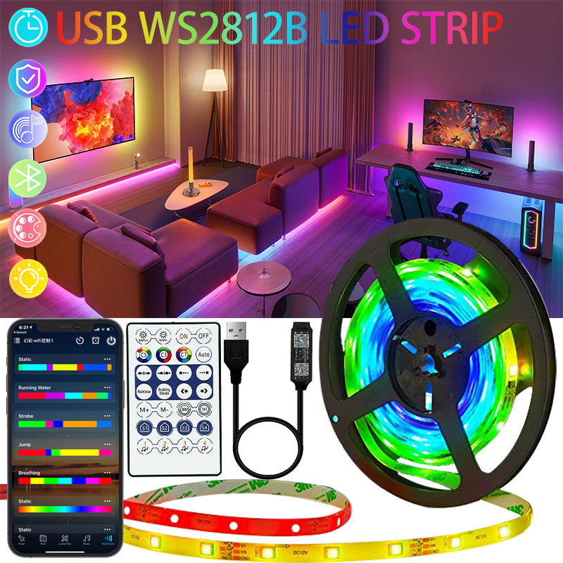 LED Strip Lamp Bluetooth USB Chase Light Effect Flexible Ribbon