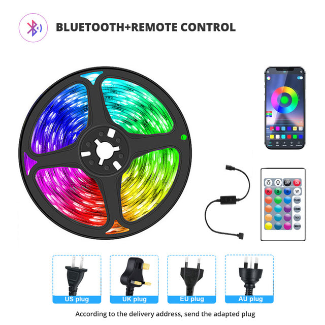 Bluetooth LED Light Strip with Remote Control APP TV Backlight Bedroom