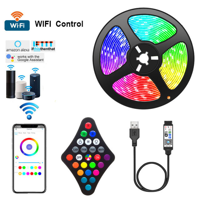 LED Strip Lights Bluetooth Tape Diode Tira Fita Luses LED Ribbon Neon Night