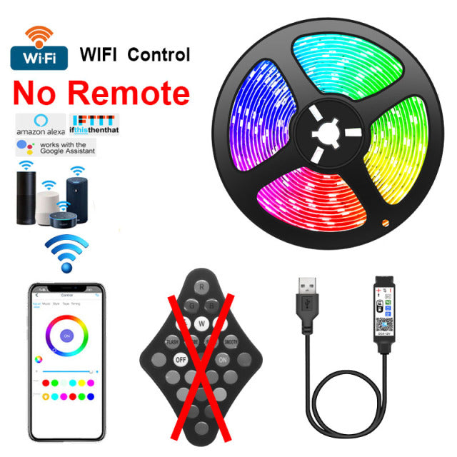 LED Strip Lights Bluetooth Tape Diode Tira Fita Luses LED Ribbon Neon Night