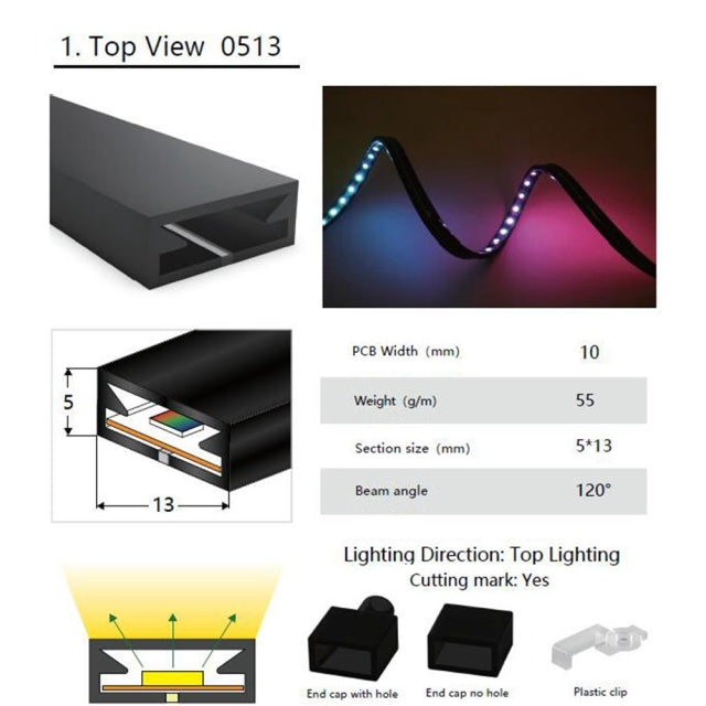 LED Neon Rope Tube Flexible LED Strip Light Silica Gel Soft Lamp
