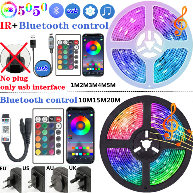 LED Strip Light String Flexible Lamp TapeUSB Bluetooth Control TV Backlight