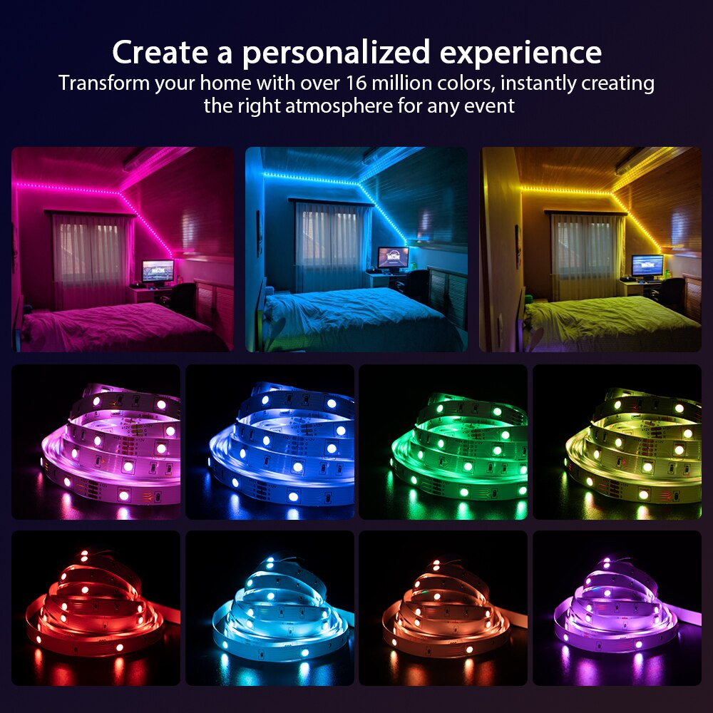 ColorRGB, LED RGB Strip Light, APP Control Color Changing