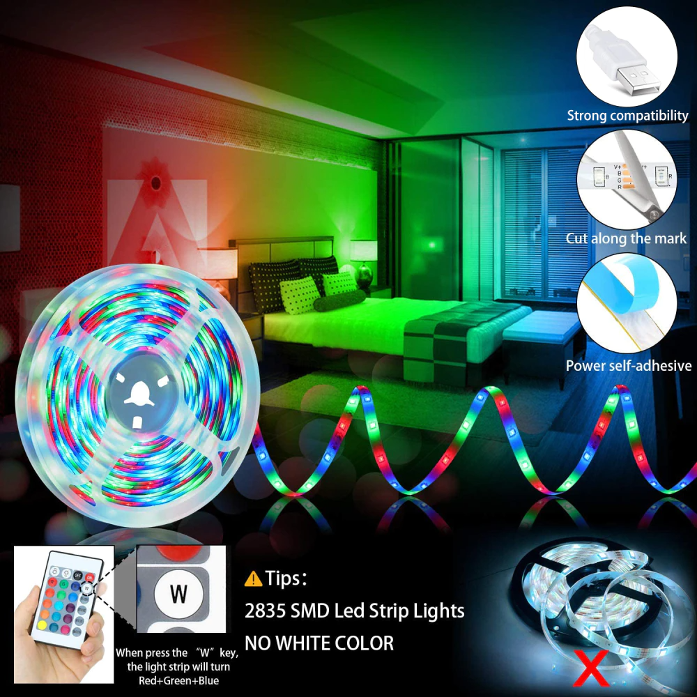 LED Strip Light Luces Bluetooth Control USB Flexible Lamp Tape For Festival