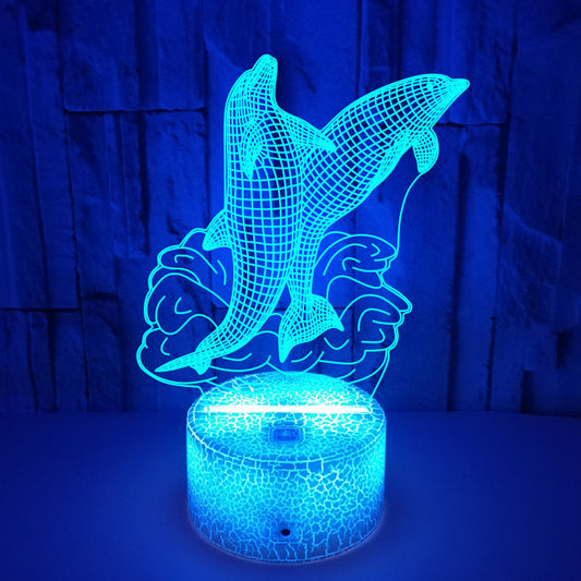 Dolphin Colorful 3DLED Touch Small Night Lamp