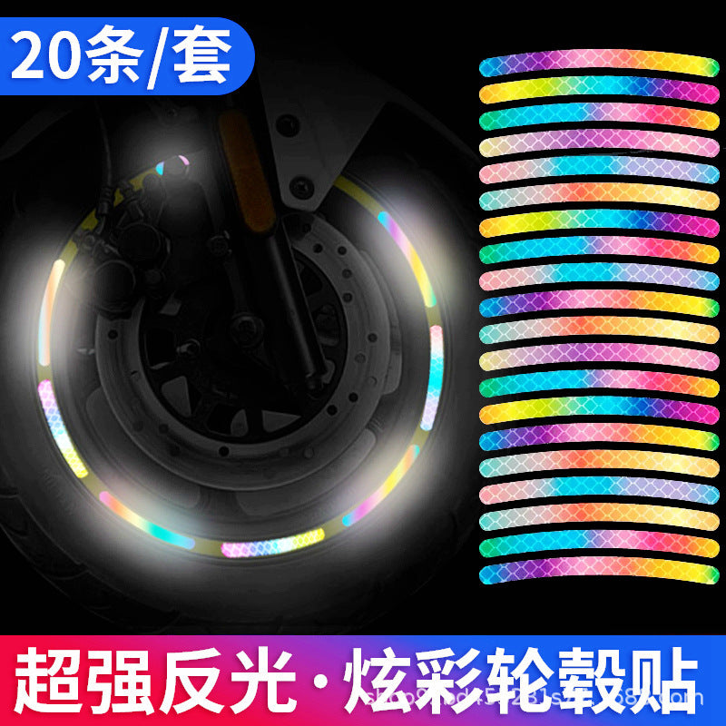 Car Night Glow Multicolor Laser Wheel Hub Stickers, Creative And Personalized