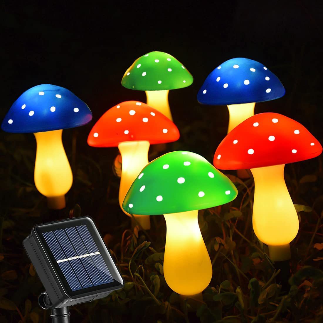 Solar-powered String Lights Plastic Mushroom Lamp String Lights