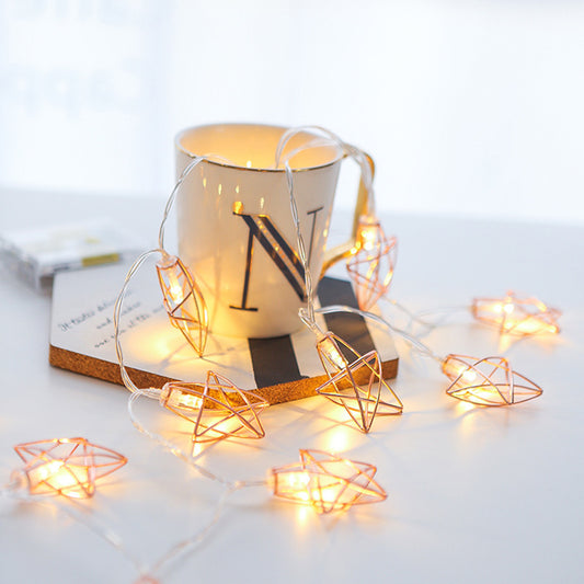 LED Rose Gold Five Pointed Star Lamp String