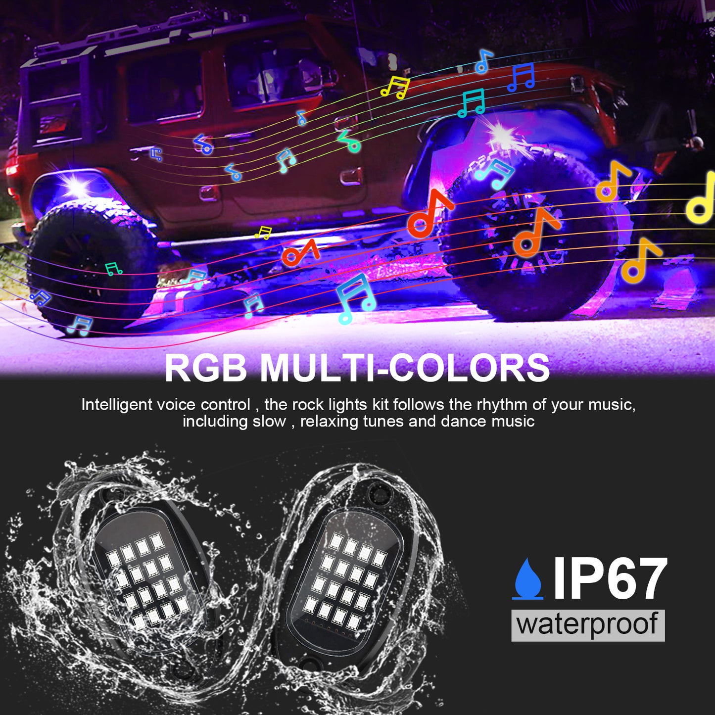 Led Car Atmosphere Chassis Lights RGB Colorful Music Rhythm Lamp