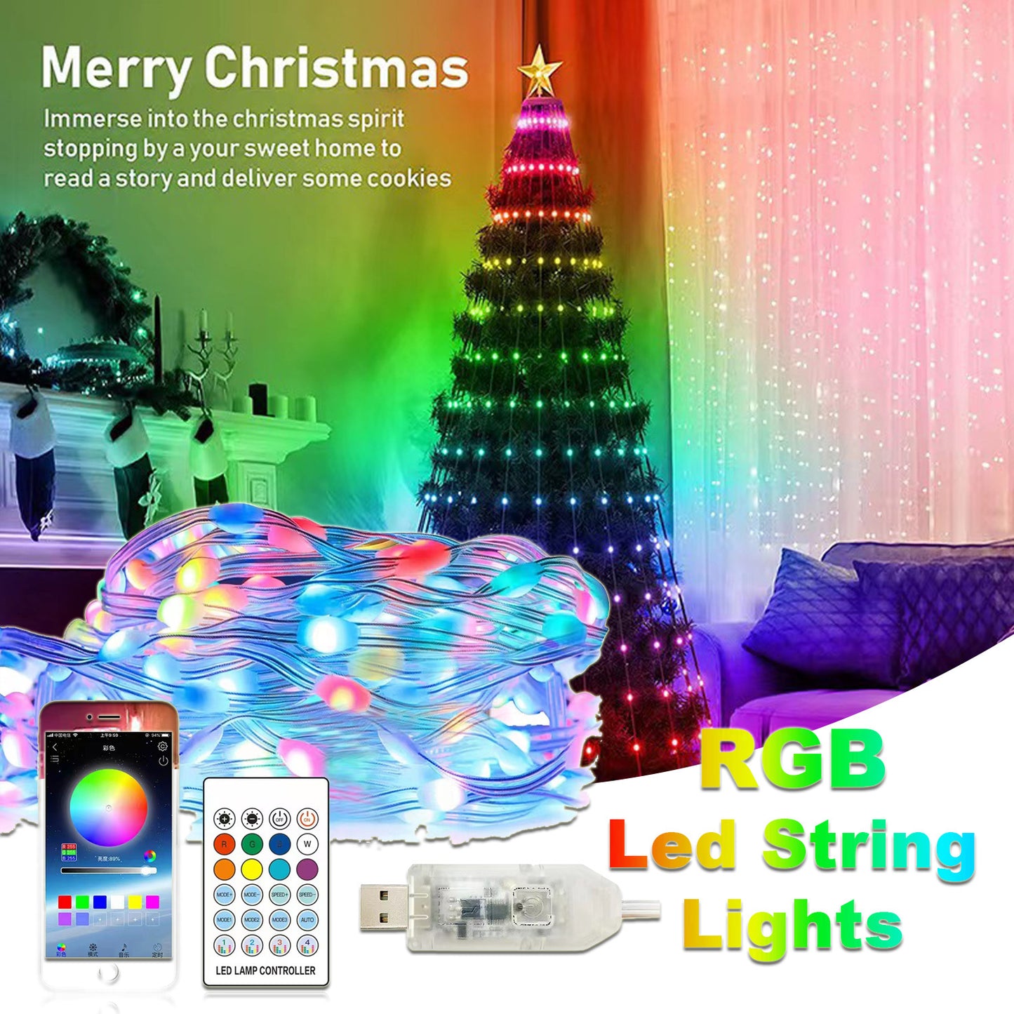 Christmas Light String Remote Control Point Control Line Light