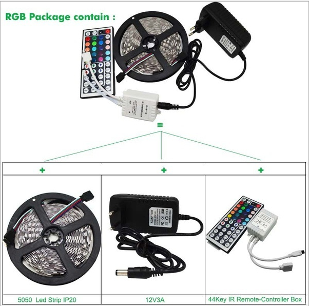 5050Led led lamp DC12V5M300led+44 key RGB remote control power adapter