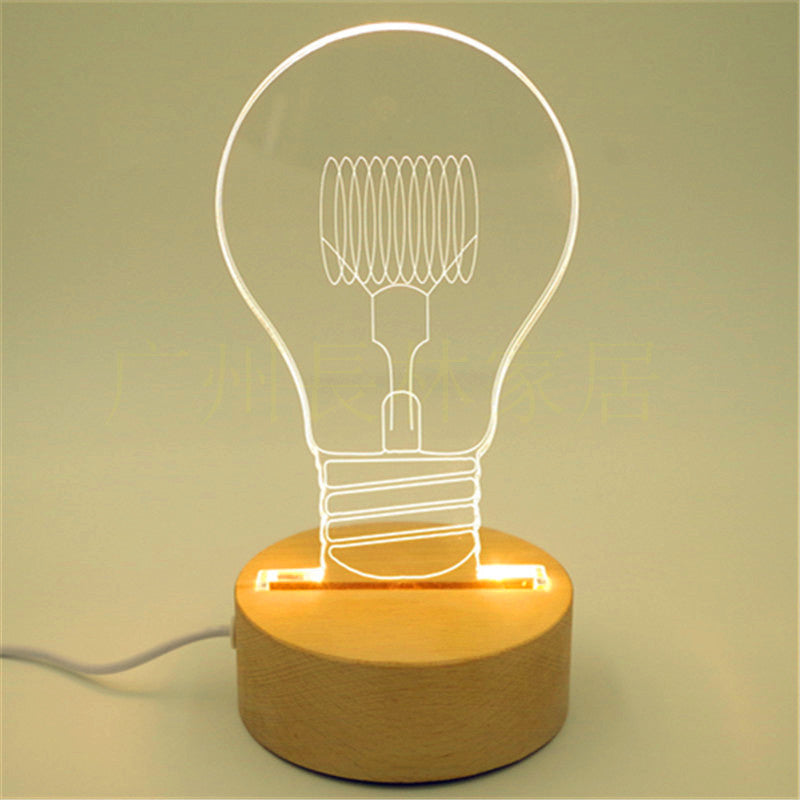 3D solid wood table lamp