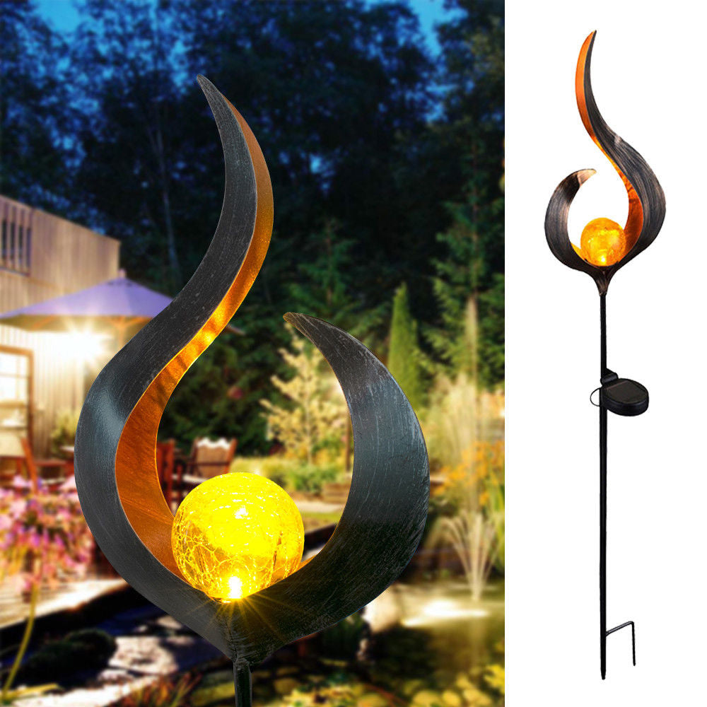 LED Solar Flame Light Metal LED Garden Light Flame Effect Lamp