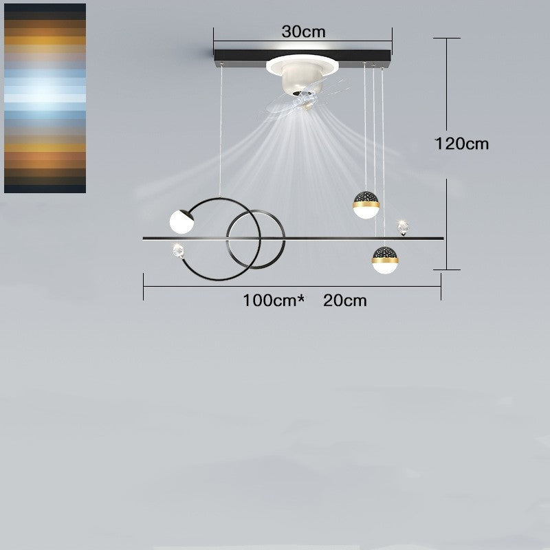 Modern Simple Bedroom Living Room Projection Fan Overhead Light