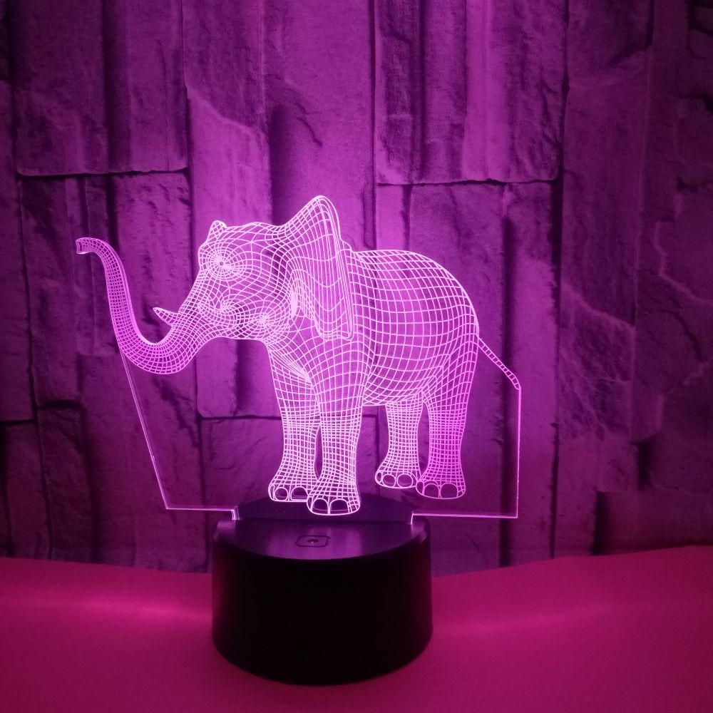 Novelty Lighting Elephant Shape 3D7 Color Changing Touch