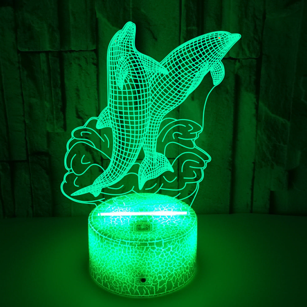 Dolphin Colorful 3DLED Touch Small Night Lamp