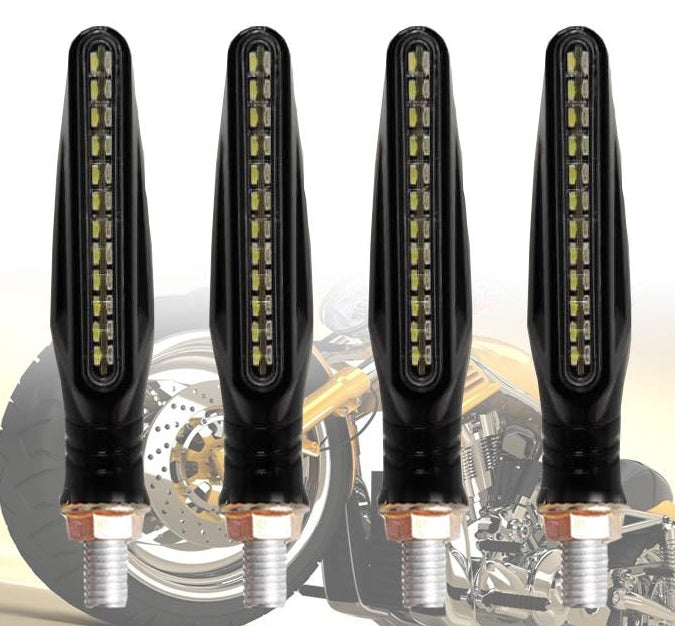 Newest 4x Universal flowing water flickering led motorcycle turn signals